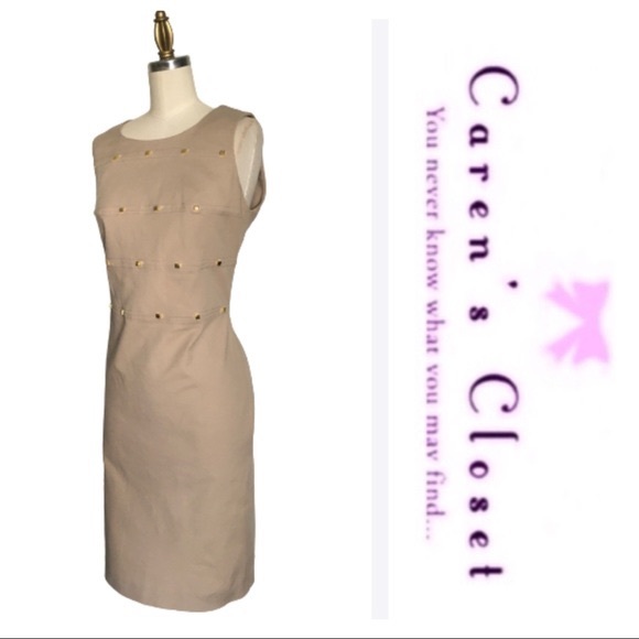 Calvin Klein Khaki Studded Sheath Dress - Picture 6 of 8